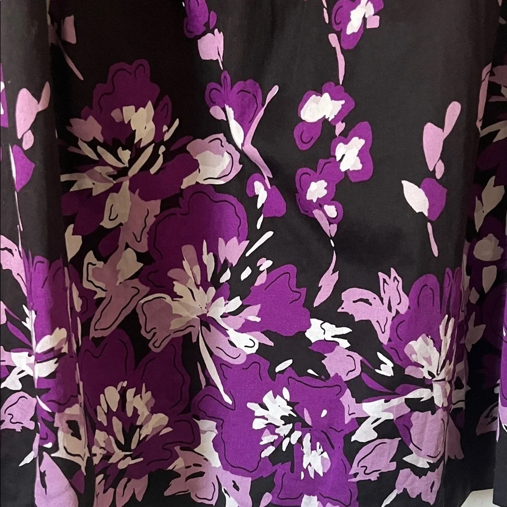 Charter Club Black and Purple Floral A-Line Skirt
